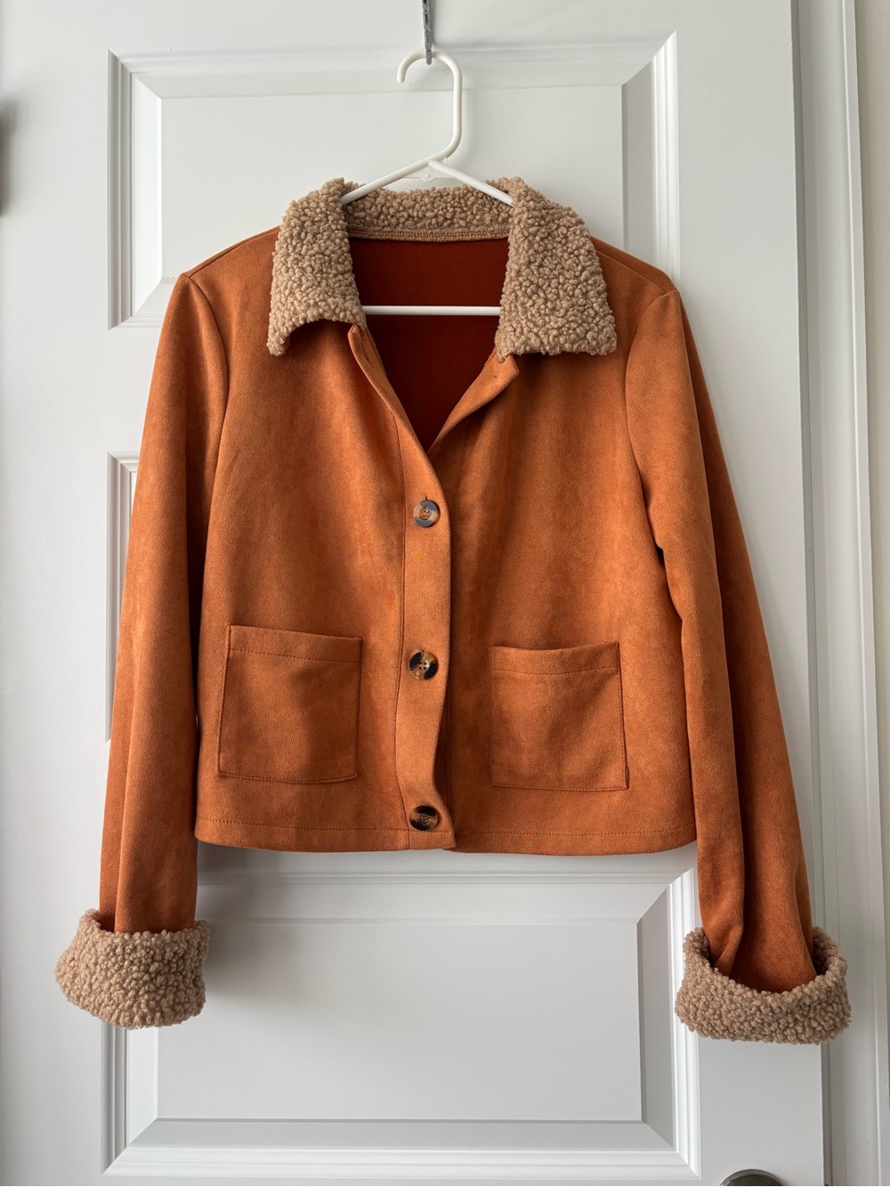 SHEIN Women’s Rust Suede Sherpa Collar Jacket M